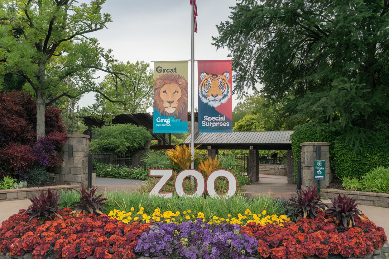 A family enjoying a visit to the National Zoo in Washington, D.C., with lush greenery and a giant panda in its enclosure.