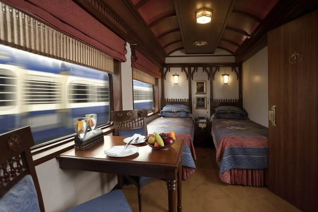 Amtrak train traveling through scenic landscapes, offering comfortable seating and sleeper options for a multi-destination USA trip