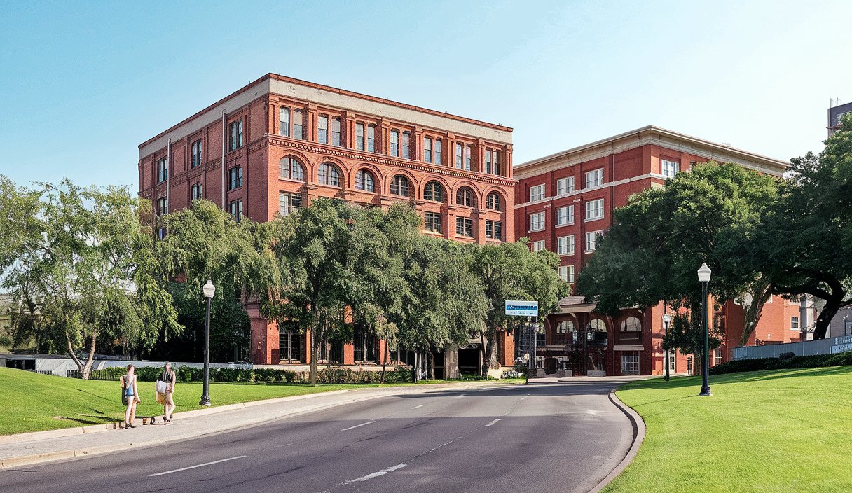 The historic Sixth Floor Museum at Dealey Plaza in Dallas, Texas, housed in the former Texas School Book Depository building.