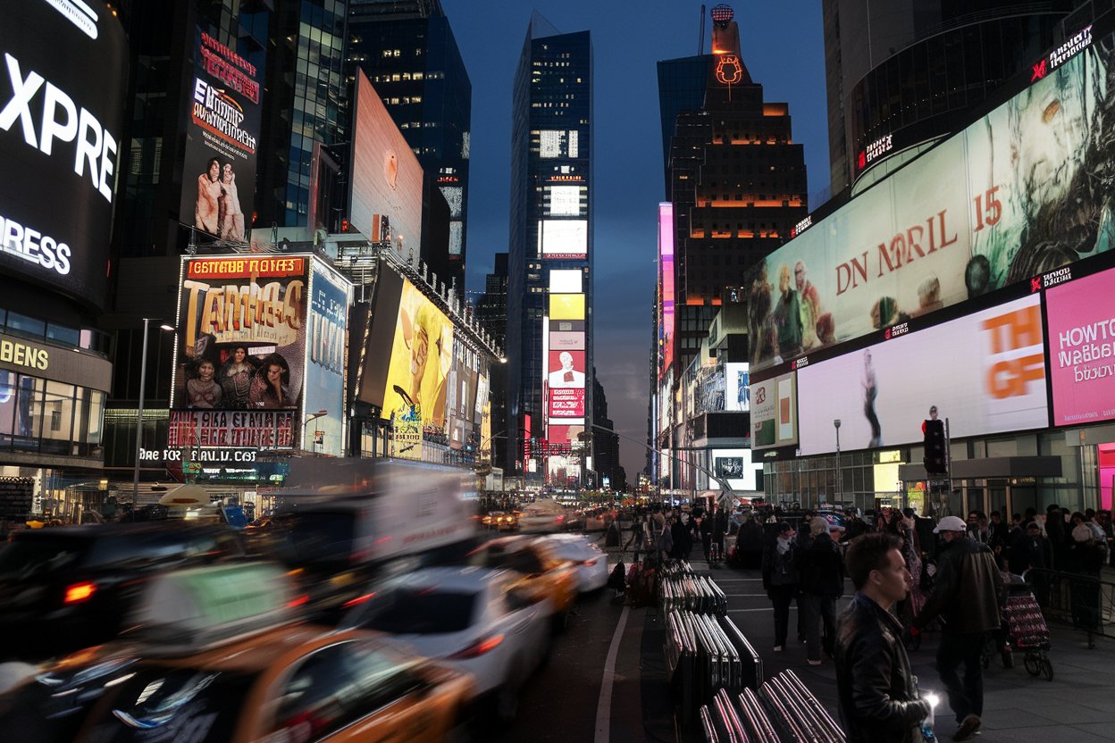 Times Square in New York City, known as the 'Crossroads of the World,' is a bustling hub filled with dazzling digital billboards, street performers, and the iconic New Year’s Eve ball drop. Its vibrant lights and constant excitement make it a must-see destination for visitors