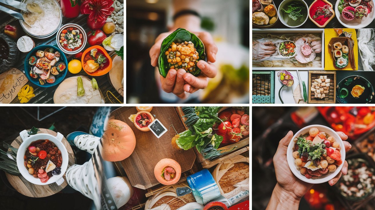 A close-up smartphone photo of a vibrant dish at a market stall, taken in natural light to emphasize textures and colors.